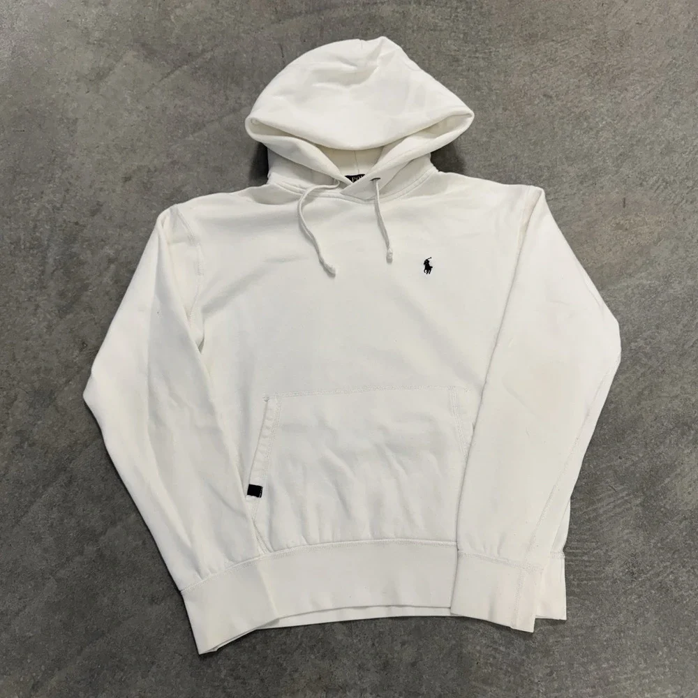 Polo Ralph Lauren White Hoodie Pullover Sweatshirt Boxy Preppy Medium
